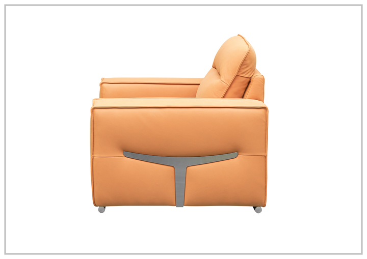 Klaussner Grazia Orange Leather Chair with Track Arms