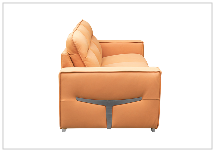 Klaussner Grazia Orange Leather Chair with Track Arms