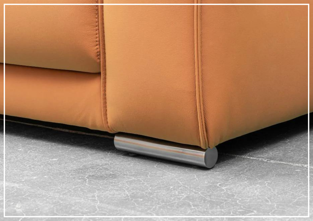 Klaussner Grazia 3-Seater Tufted Leather Sofa with Track Arms in Orange