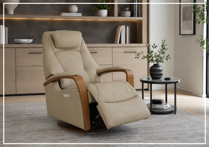 Fjords Helsinki Swing Relaxer Swivel Glider Recliner Chair in Leather