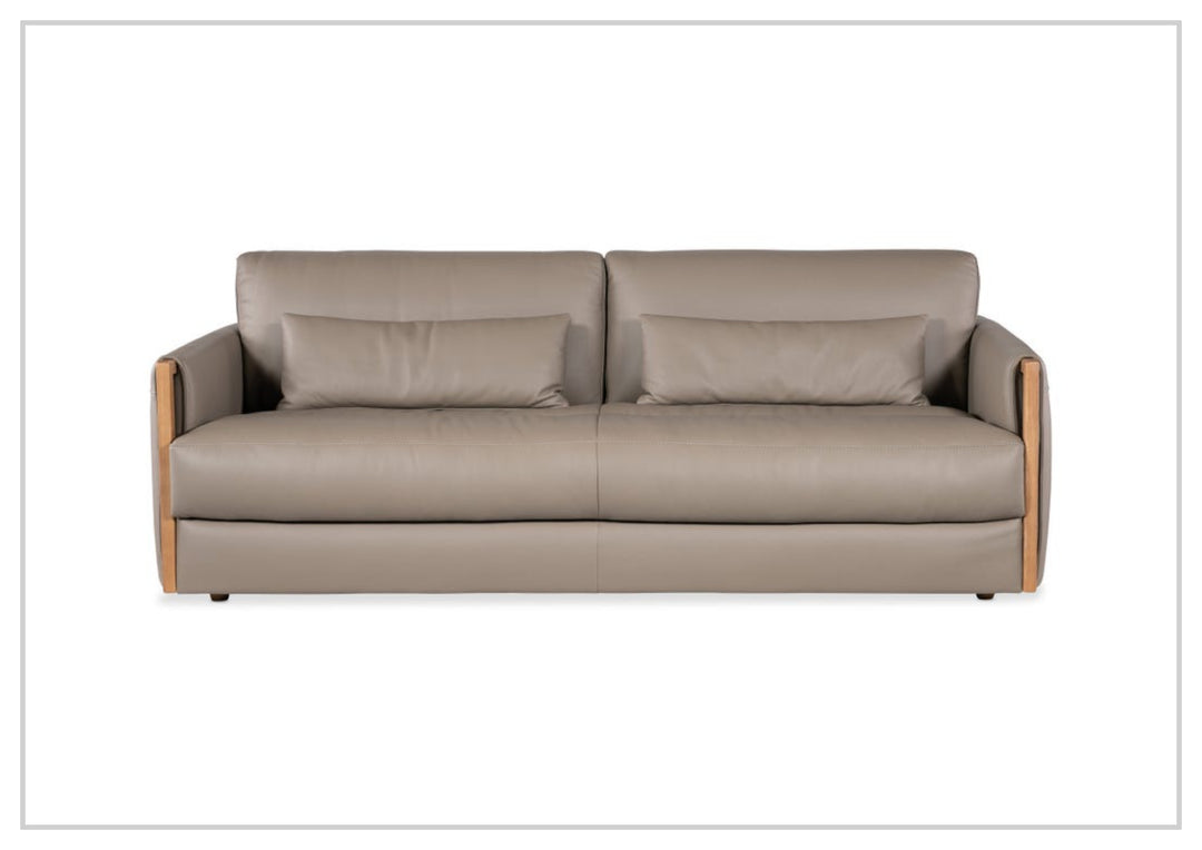 Hooker Meridian Leather Stationary Sofa With Lumbar Pillows-Sofabed