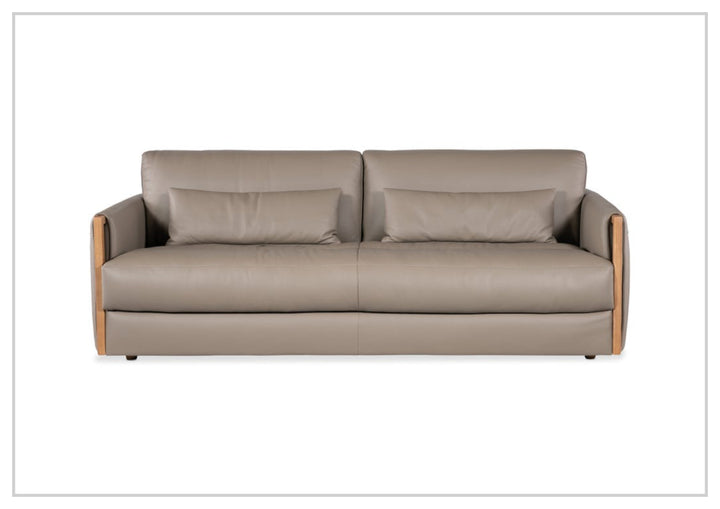 Hooker Meridian Leather Stationary Sofa With Lumbar Pillows-Sofabed