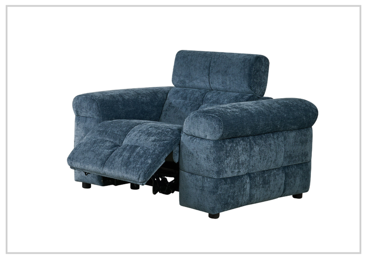 Klaussner Sovix 3-Piece Power Reclining Living Room Set in Blue Fabric