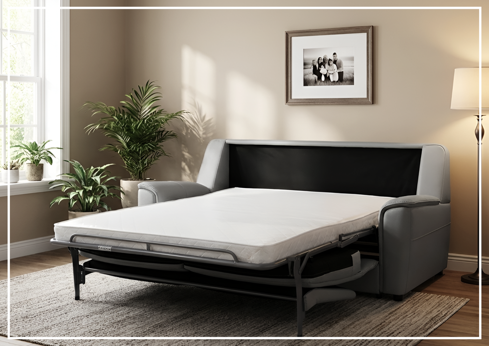 Klaussner Venza Leather Queen Sleeper With Memory Foam Mattress - SOFABED