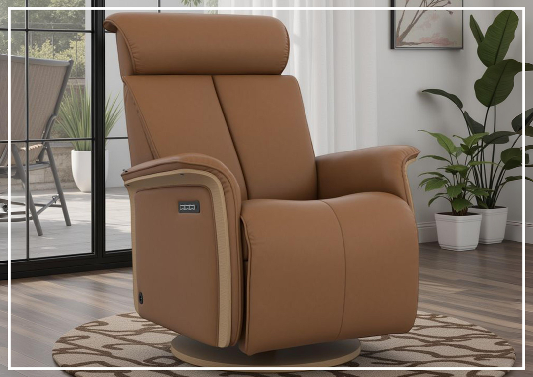 Fjords Jewel Leather Recliner Chair with Swivel & Gliding Motion-Sofabed