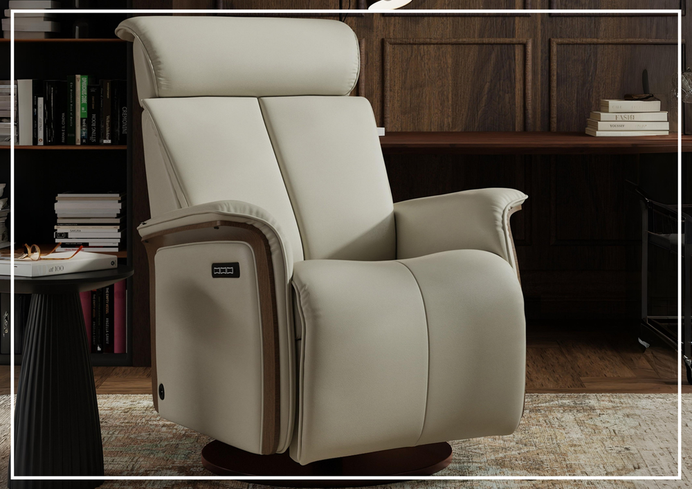 Fjords Jewel Leather Recliner Chair with Swivel & Gliding Motion-Sofabed