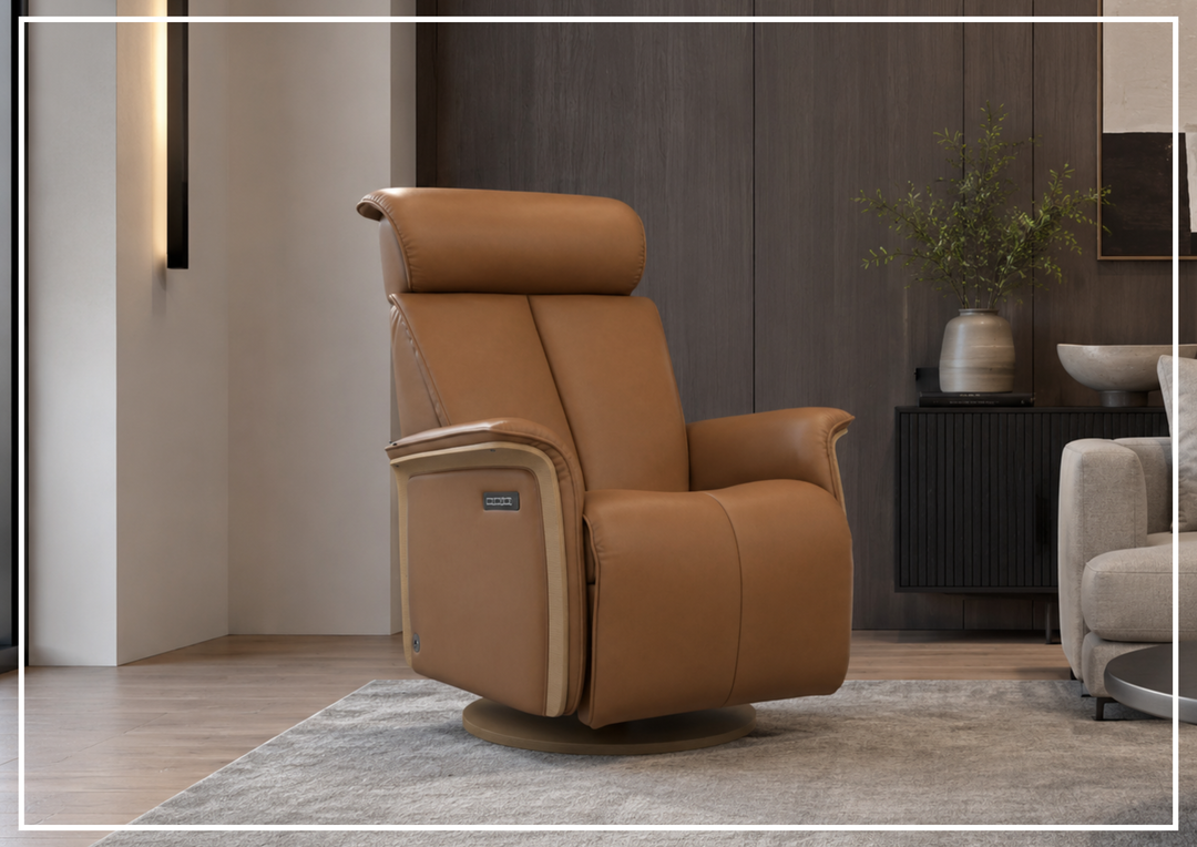 Fjords Jewel Leather Recliner Chair with Swivel & Gliding Motion-Sofabed
