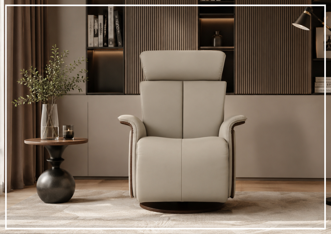 Fjords Jewel Leather Recliner Chair with Swivel & Gliding Motion-Sofabed