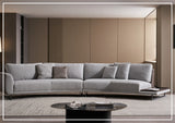 Gio Italia Jovan Curved Sectional with Integrated Wooden Side Table - SOFABED