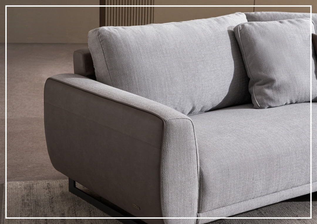 Gio Italia Jovan Curved Sectional with Integrated Wooden Side Table - SOFABED