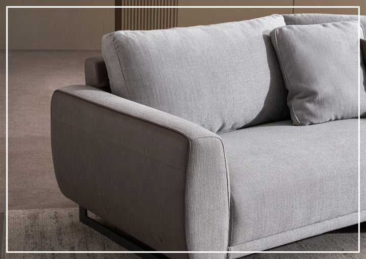 Gio Italia Jovan Curved Sectional with Integrated Wooden Side Table - SOFABED