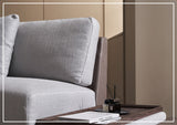 Gio Italia Jovan Curved Sectional with Integrated Wooden Side Table - SOFABED