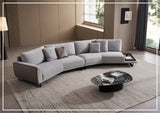Gio Italia Jovan Curved Sectional with Integrated Wooden Side Table - SOFABED