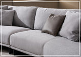 Gio Italia Jovan Curved Sectional with Integrated Wooden Side Table - SOFABED