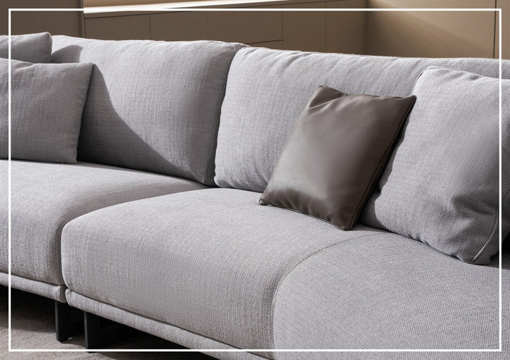 Gio Italia Jovan Curved Sectional with Integrated Wooden Side Table - SOFABED