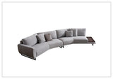 Gio Italia Jovan Curved Sectional with Integrated Wooden Side Table - SOFABED