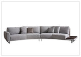Gio Italia Jovan Curved Sectional with Integrated Wooden Side Table - SOFABED