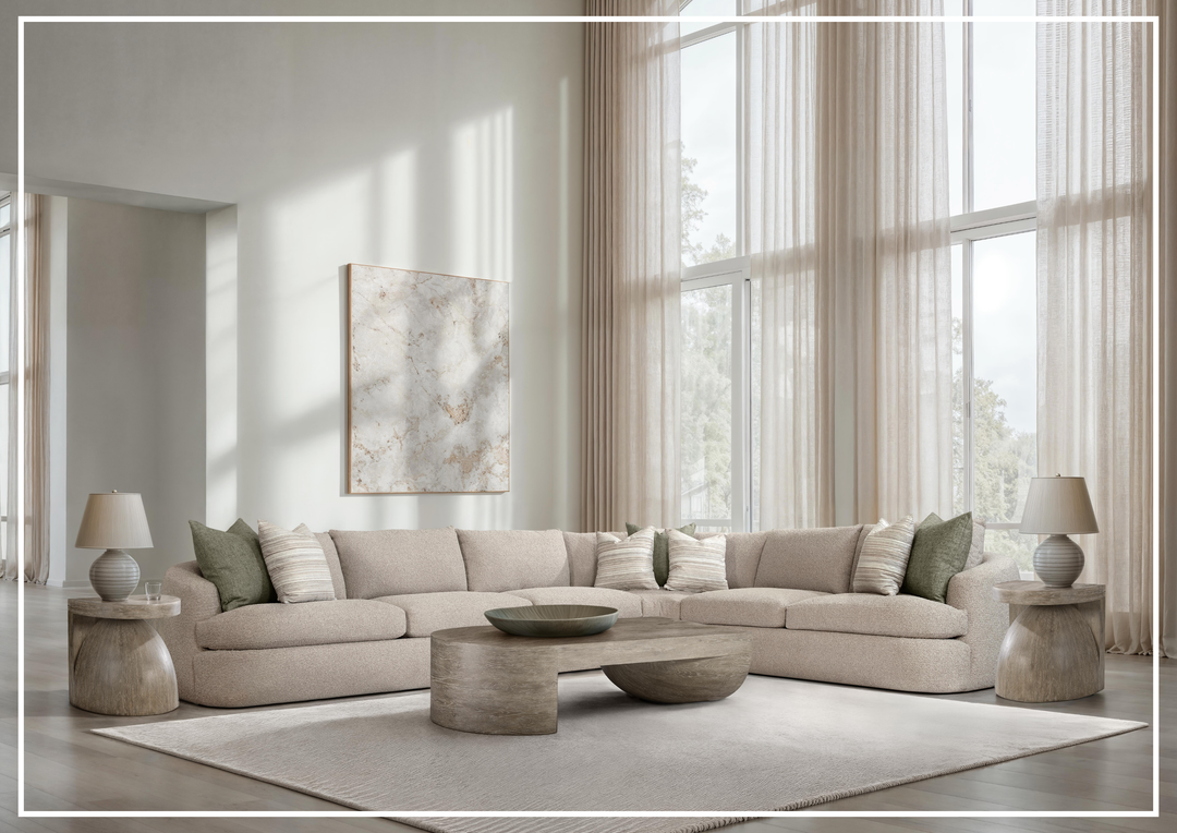 Bernhardt Jules Fabric Sectional Sofa With Throw Pillows
