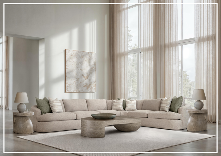 Bernhardt Jules Fabric Sectional Sofa With Throw Pillows