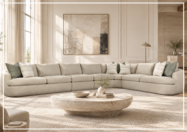 Bernhardt Jules Fabric Sectional Sofa With Throw Pillows