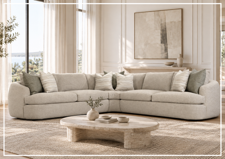 Bernhardt Jules Fabric Sectional Sofa With Throw Pillows