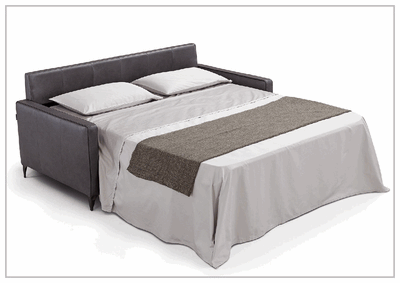 Wigan Luxury Gray Italian Leather Queen Sofa Bed