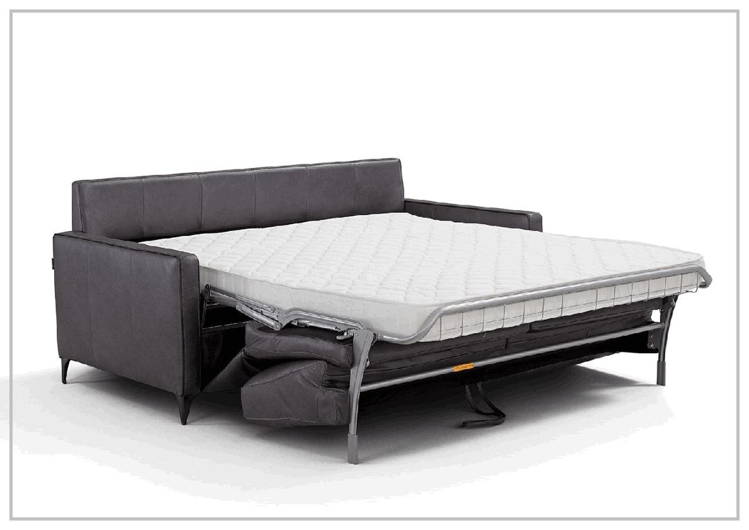 Kathy Ireland Wigan Luxury Gray Italian Leather Queen Sleeper