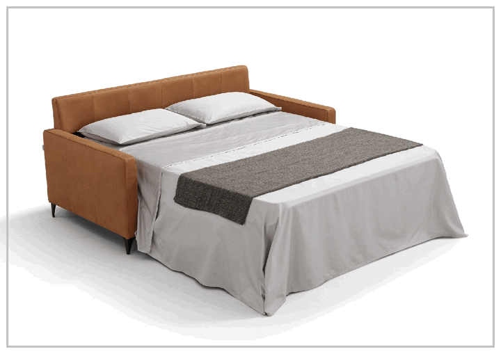 Wigan Luxury Gray Italian Leather Queen Sleeper