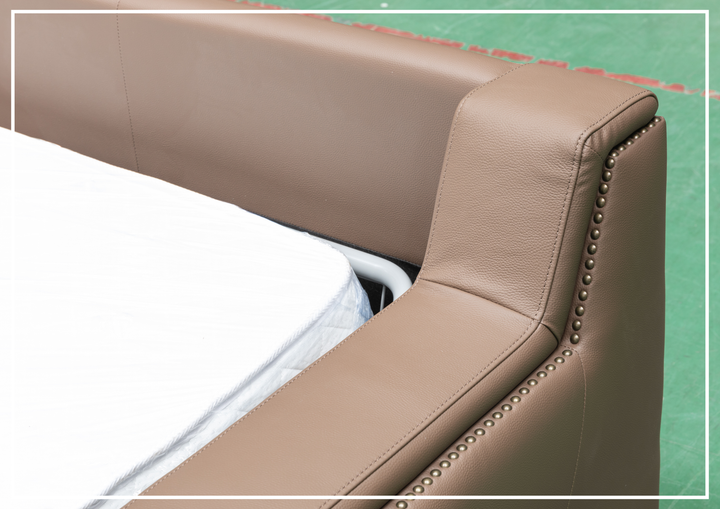 Kathy Ireland Alaves 3-Seater Brown Leather Sleeper Sofa (Queen Size)