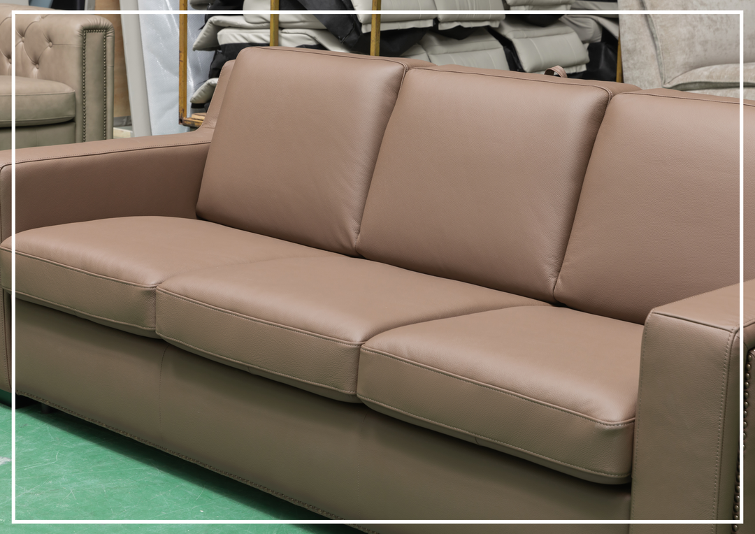 Kathy Ireland Alaves 3-Seater Brown Leather Sleeper Sofa (Queen Size)