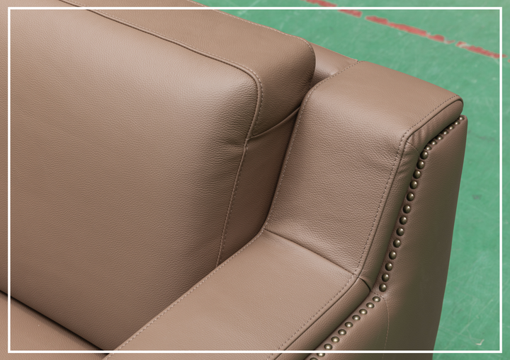 Kathy Ireland Alaves 3-Seater Brown Leather Sleeper Sofa (Queen Size)