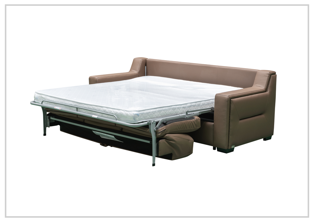 Kathy Ireland Alaves 3-Seater Brown Leather Sleeper Sofa (Queen Size)