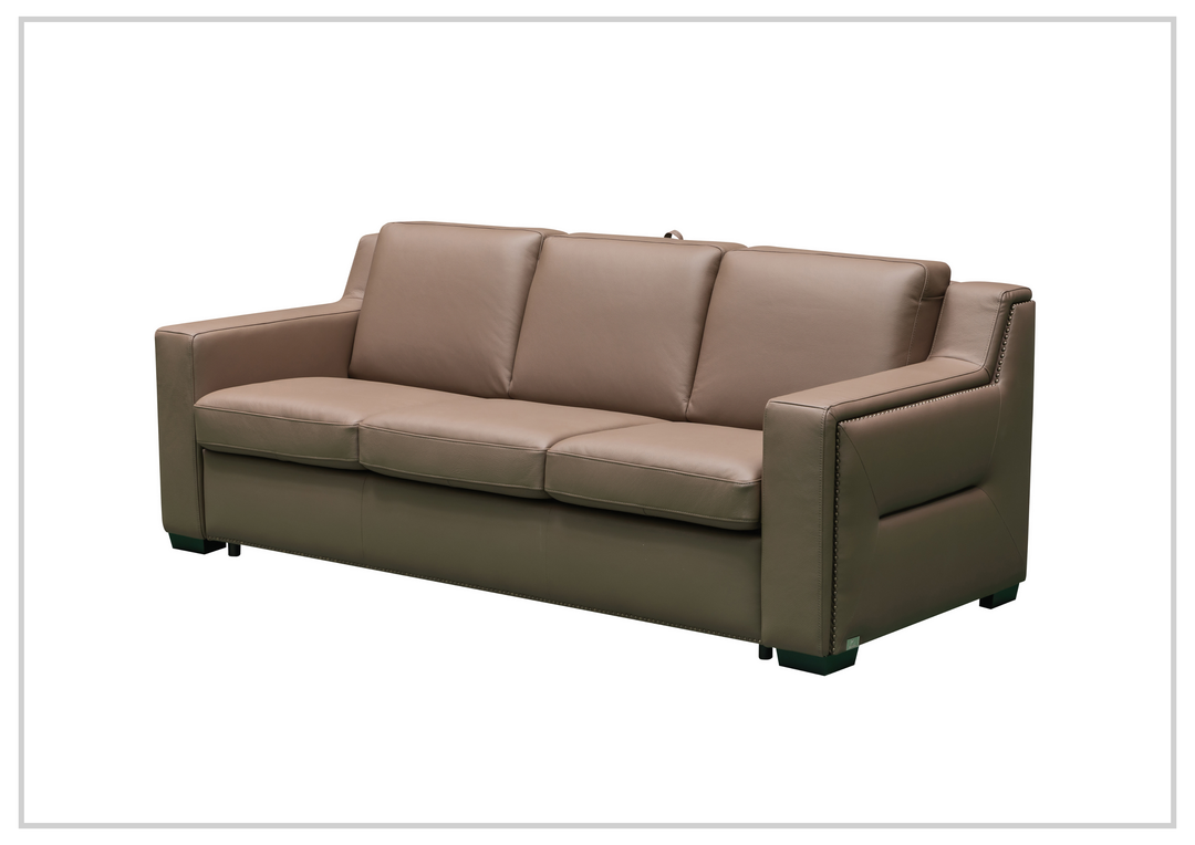 Kathy Ireland Alaves 3-Seater Brown Leather Sleeper Sofa (Queen Size)