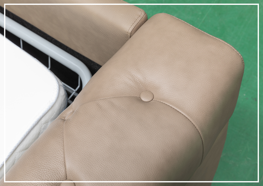 Kathy Ireland Leather Callas 3-Seater Light Gray Leather Queen Sleeper Sofa- Sofabed