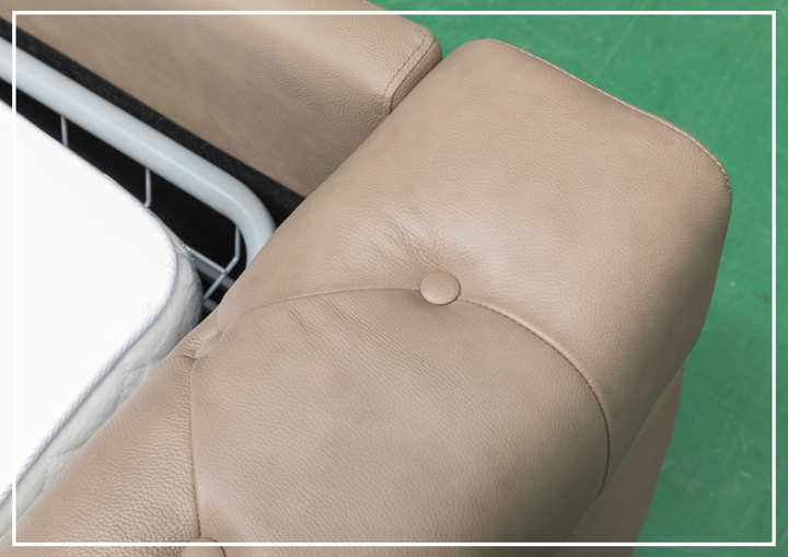 Kathy Ireland Leather Callas 3-Seater Light Gray Leather Queen Sleeper Sofa- Sofabed