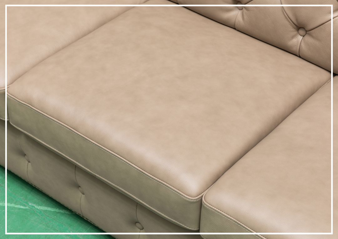 Kathy Ireland Leather Callas 3-Seater Light Gray Leather Queen Sleeper Sofa