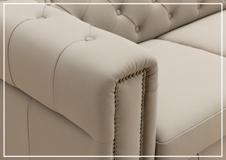 Kathy Ireland Leather Callas 3-Seater Light Gray Leather Queen Sleeper Sofa