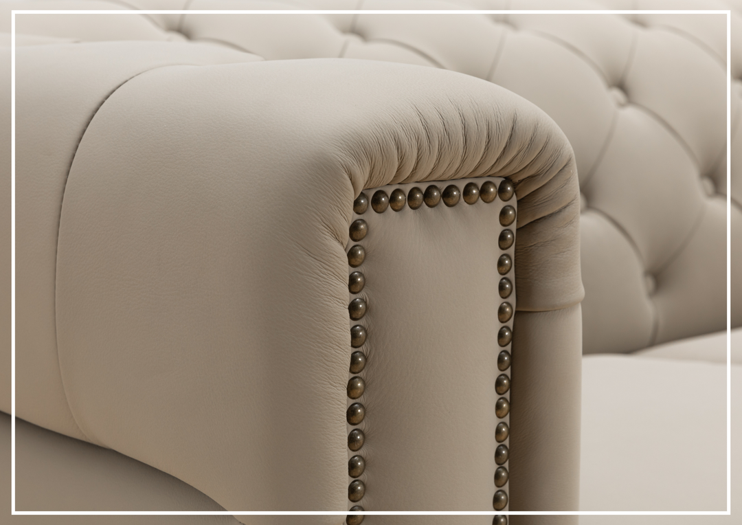 Kathy Ireland Leather Callas 3-Seater Light Gray Leather Queen Sleeper Sofa