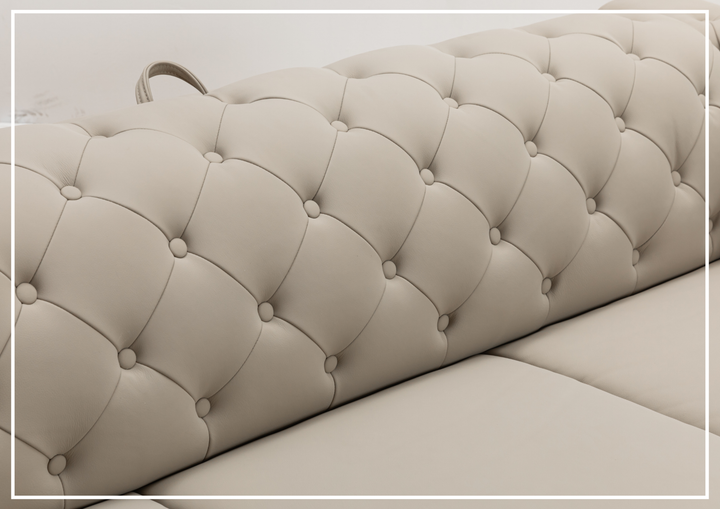 Kathy Ireland Leather Callas 3-Seater Light Gray Leather Queen Sleeper Sofa