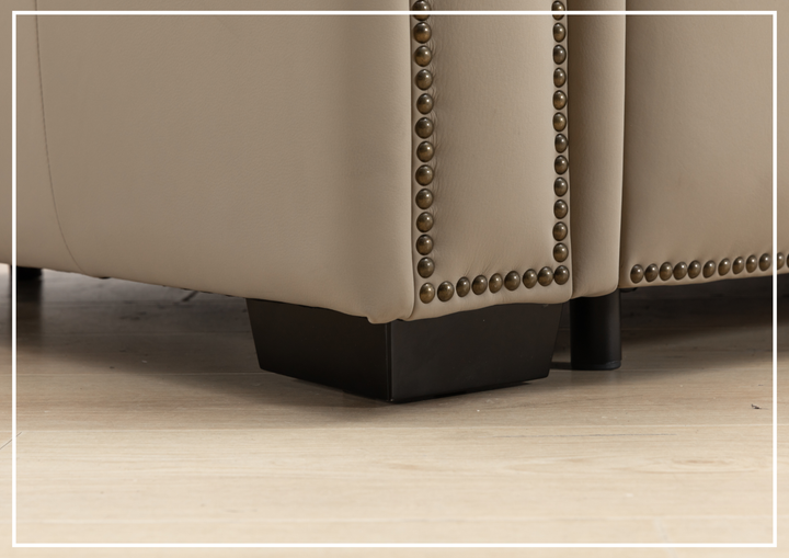 Kathy Ireland Leather Callas 3-Seater Light Gray Leather Queen Sleeper Sofa