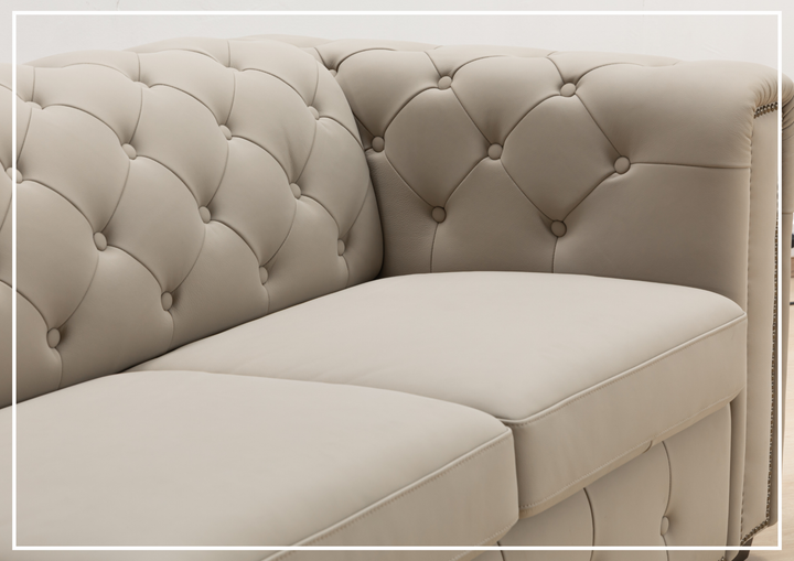 Kathy Ireland Leather Callas 3-Seater Light Gray Leather Queen Sleeper Sofa