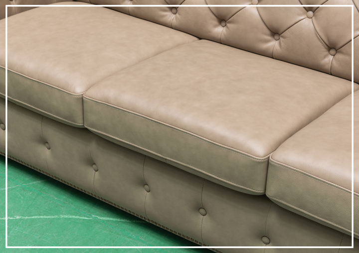 Kathy Ireland Leather Callas 3-Seater Light Gray Leather Queen Sleeper Sofa- Sofabed