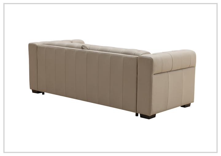 Kathy Ireland Leather Callas 3-Seater Light Gray Leather Queen Sleeper Sofa