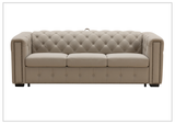 Kathy Ireland Leather Callas 3-Seater Light Gray Leather Queen Sleeper Sofa