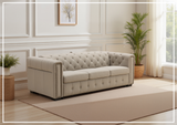 Kathy Ireland Leather Callas 3-Seater Light Gray Leather Queen Sleeper Sofa