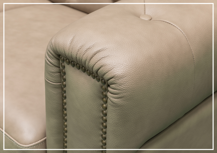 Kathy Ireland Leather Callas 3-Seater Light Gray Leather Queen Sleeper Sofa- Sofabed