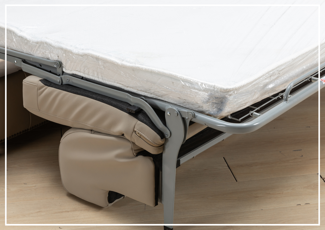 Kathy Ireland Leather Callas 3-Seater Light Gray Leather Queen Sleeper Sofa