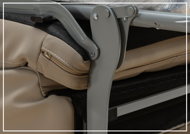 Kathy Ireland Leather Callas 3-Seater Light Gray Leather Queen Sleeper Sofa