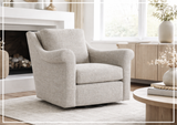 Bernhardt Keirnan Gray Fabric Swivel Chair With 360-degree Base - SOFABED