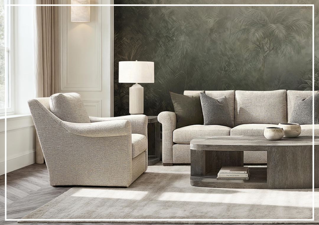 Bernhardt Keirnan Gray Fabric Swivel Chair With 360-degree Base - SOFABED